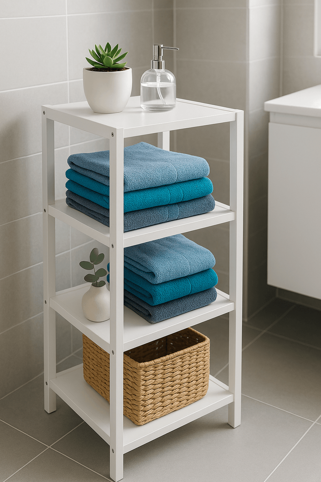 Ahşap Beyaz 4 Katlı Çok Amaçlı Raf Banyo Mutfak Düzenleyici 36x36x112 CM Ahşap Beyaz 4 Katlı Çok Amaçlı Raf Banyo Mutfak Düzenleyici 36x36x112 CM - Görsel 3