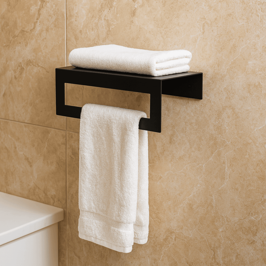 Metal Banyo Duvar Havlu Rafı Otel Havluluk Metal Banyo Duvar Havlu Rafı Otel Havluluk - Görsel 1