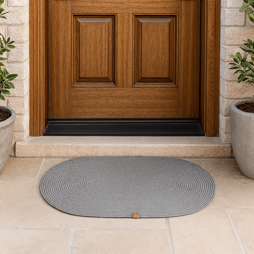 Kaydırmaz Elips Antrasit Kapı Önü Paspası 50x80 cm