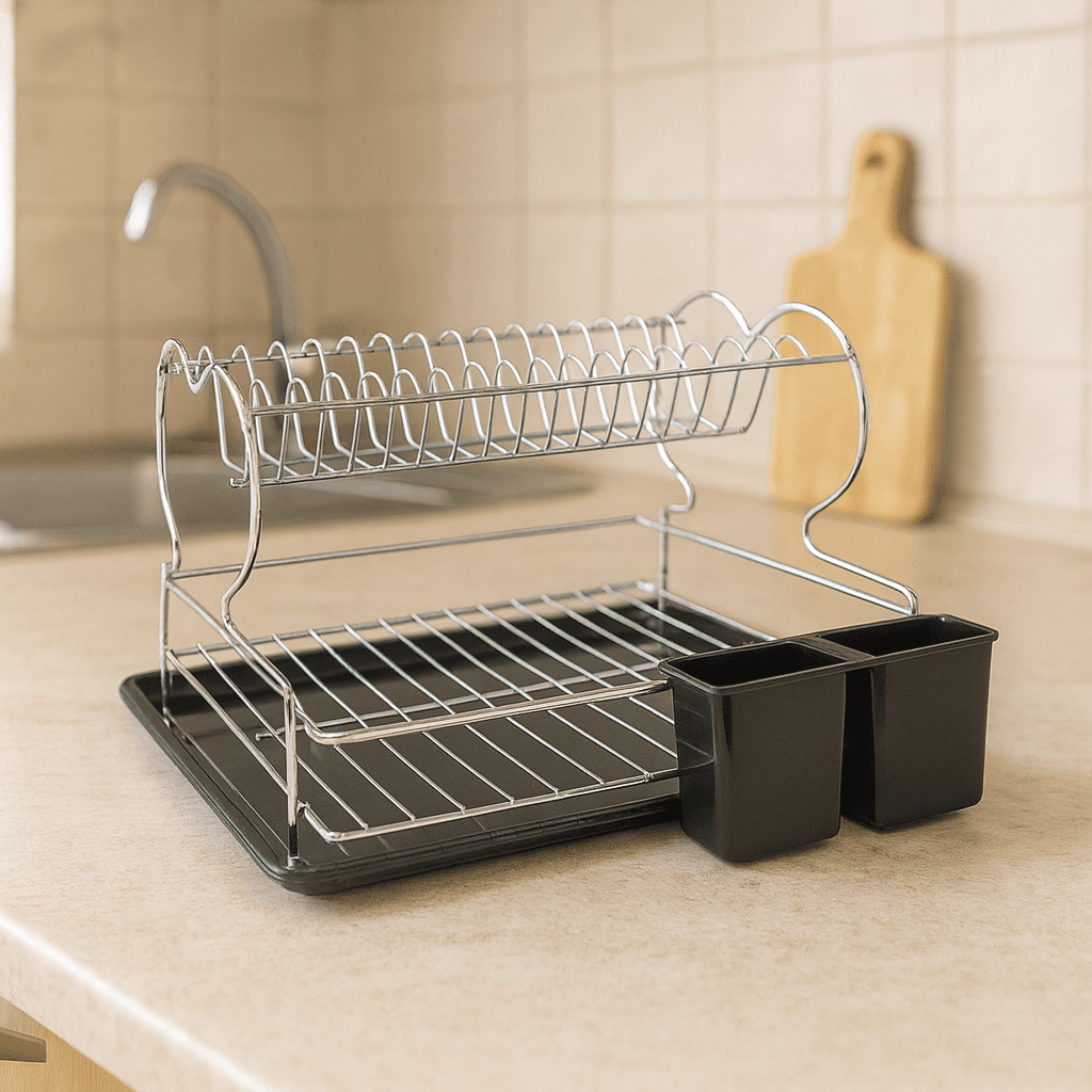 Vovikon Çift Katlı Krom Tabaklık Bulaşık Sepeti Vovikon Çift Katlı Krom Tabaklık Bulaşık Sepeti - Görsel 1