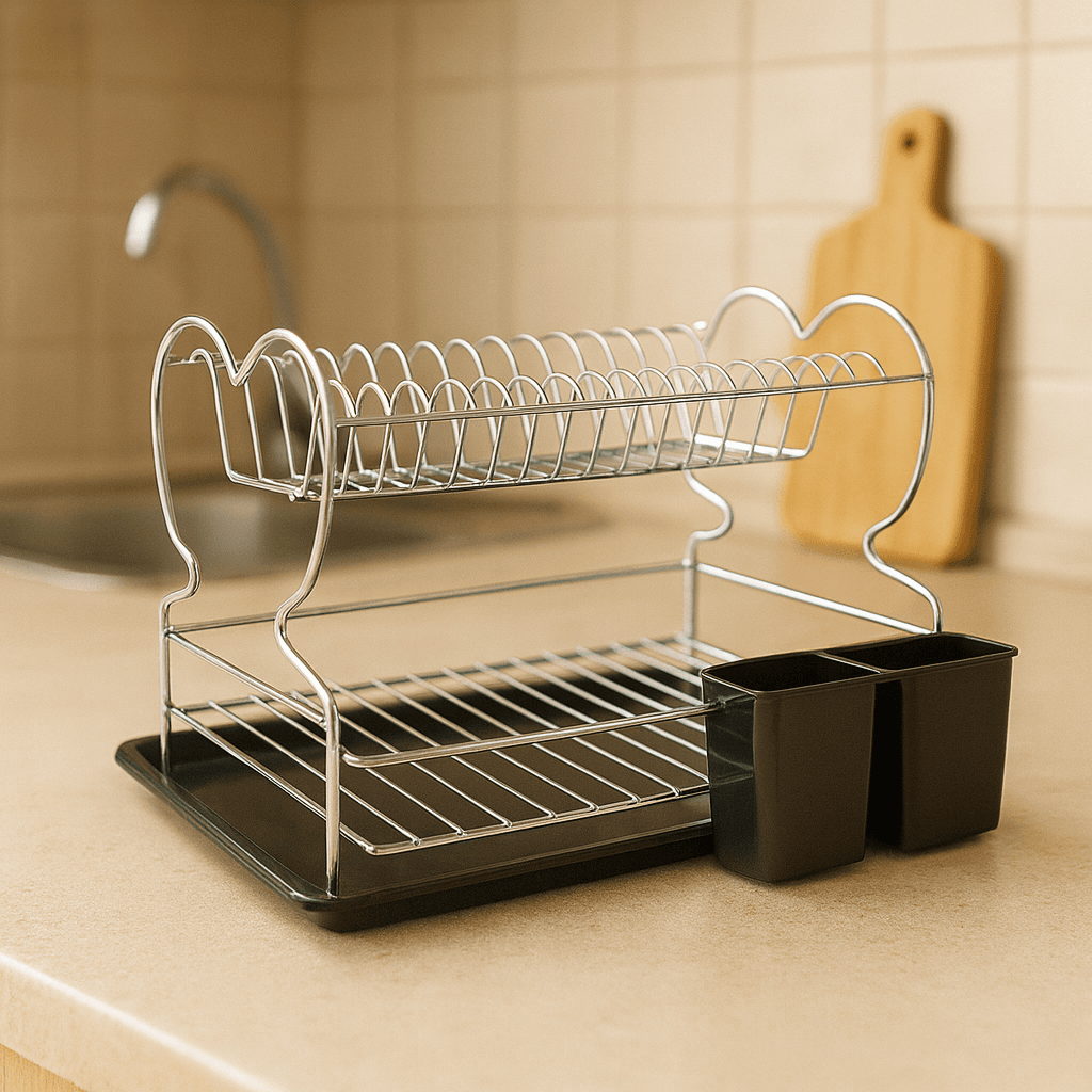 Vovikon Çift Katlı Krom Tabaklık Bulaşık Sepeti Vovikon Çift Katlı Krom Tabaklık Bulaşık Sepeti - Görsel 3