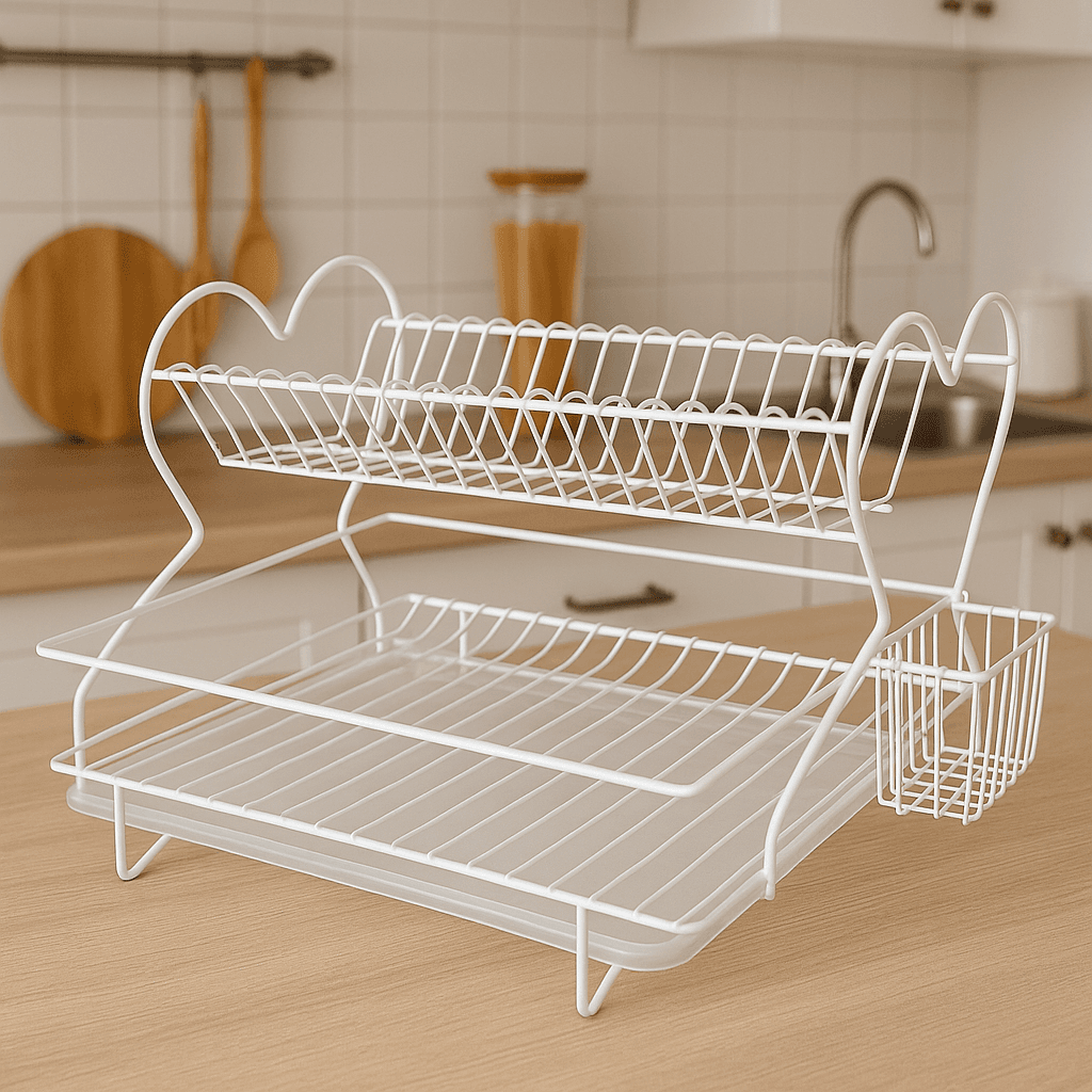 Vovikon Beyaz Çift Katlı Büyük Boy Tabaklık Bulaşık Sepeti Vovikon Beyaz Çift Katlı Büyük Boy Tabaklık Bulaşık Sepeti - Görsel 2