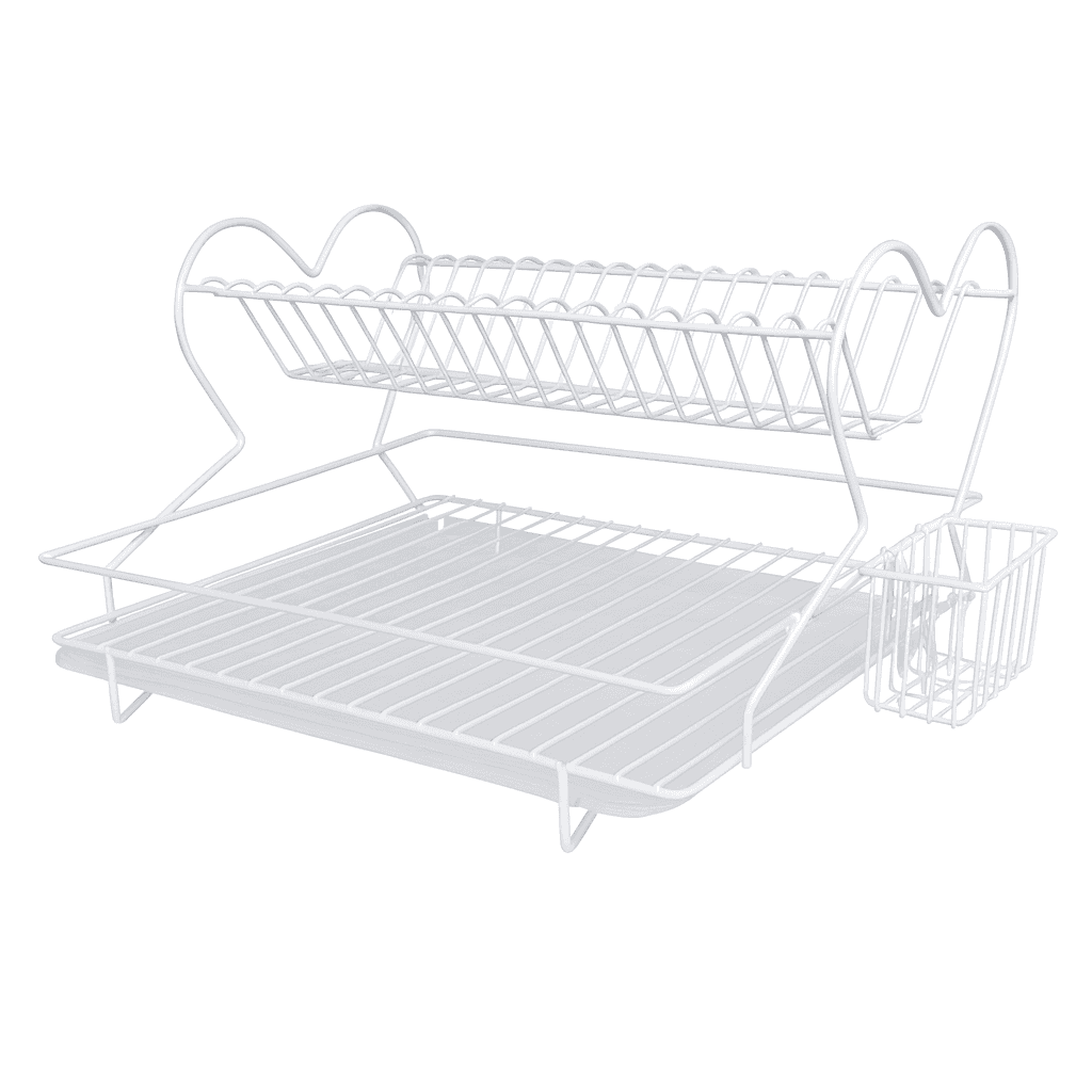 Vovikon Beyaz Çift Katlı Büyük Boy Tabaklık Bulaşık Sepeti