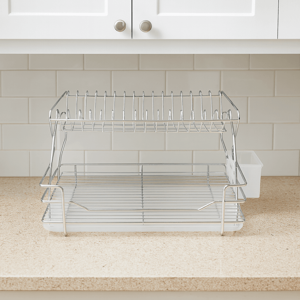 Vovikon Lüx Çift Katlı Tabaklık Krom Bulaşık Sepeti Vovikon Lüx Çift Katlı Tabaklık Krom Bulaşık Sepeti - Görsel 1