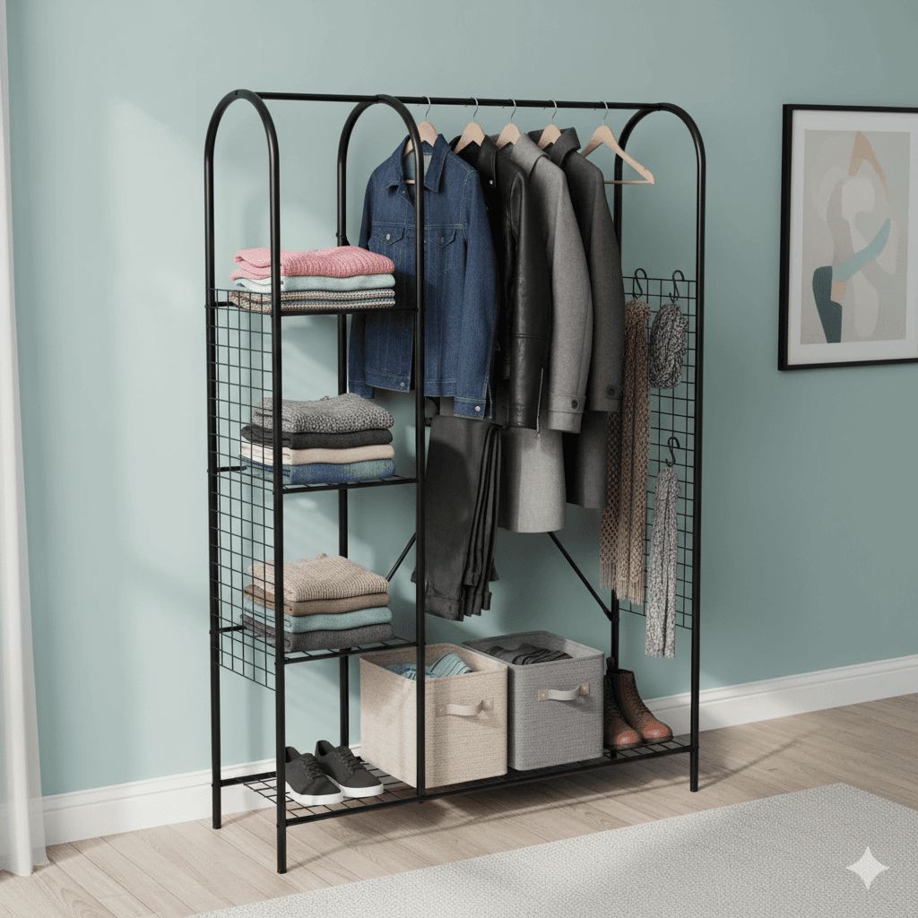 Metal Elbise Kıyafet Askısı Çok Amaçlı Açık Gardırop Metal Elbise Kıyafet Askısı Çok Amaçlı Açık Gardırop