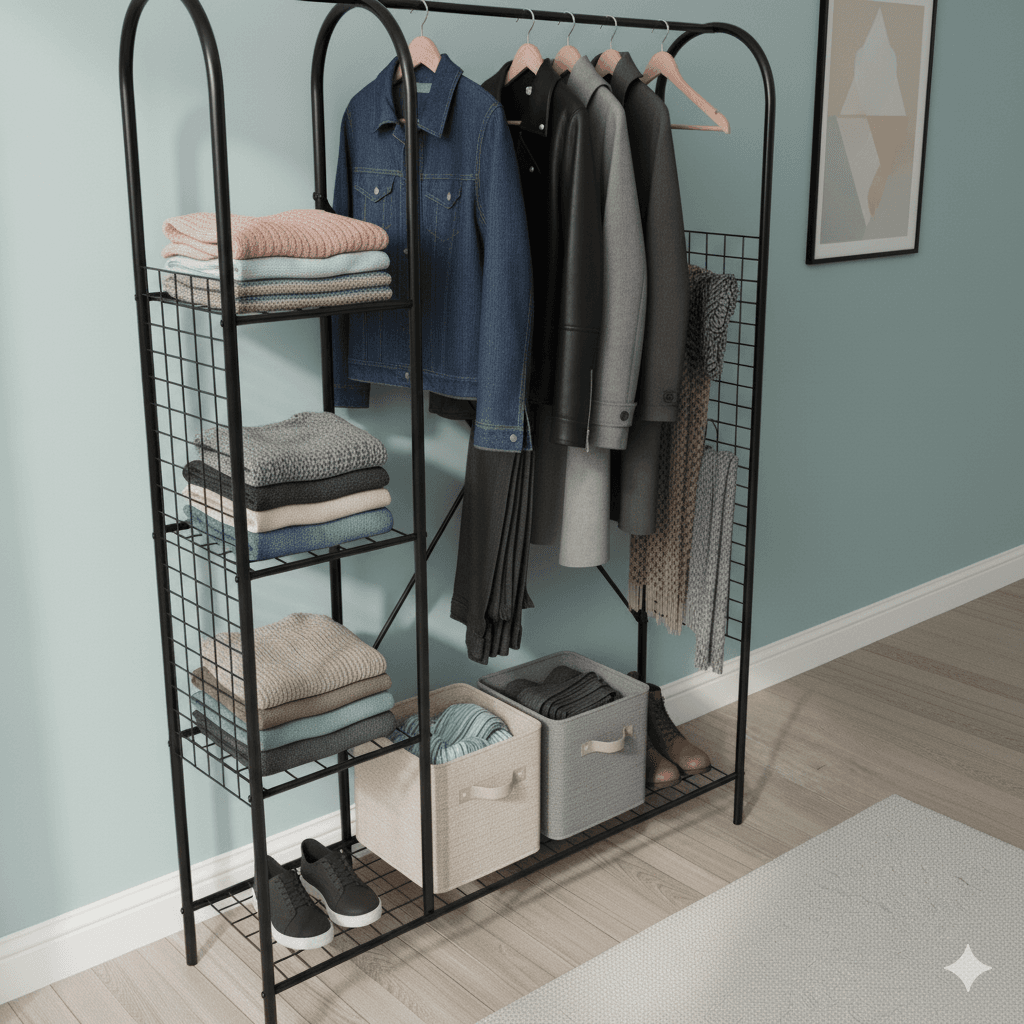 Metal Elbise Kıyafet Askısı Çok Amaçlı Açık Gardırop Metal Elbise Kıyafet Askısı Çok Amaçlı Açık Gardırop