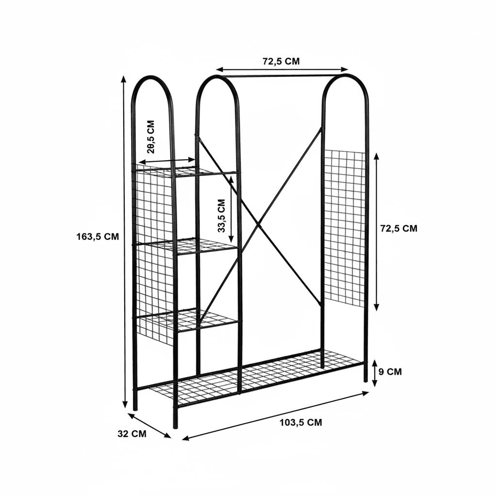 Metal Elbise Kıyafet Askısı Çok Amaçlı Açık Gardırop Metal Elbise Kıyafet Askısı Çok Amaçlı Açık Gardırop