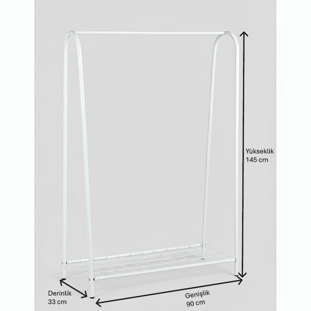 Metal Beyaz Ayakkabılıklı Portmanto Elbise Kıyafet Askısı Metal Beyaz Ayakkabılıklı Portmanto Elbise Kıyafet Askısı