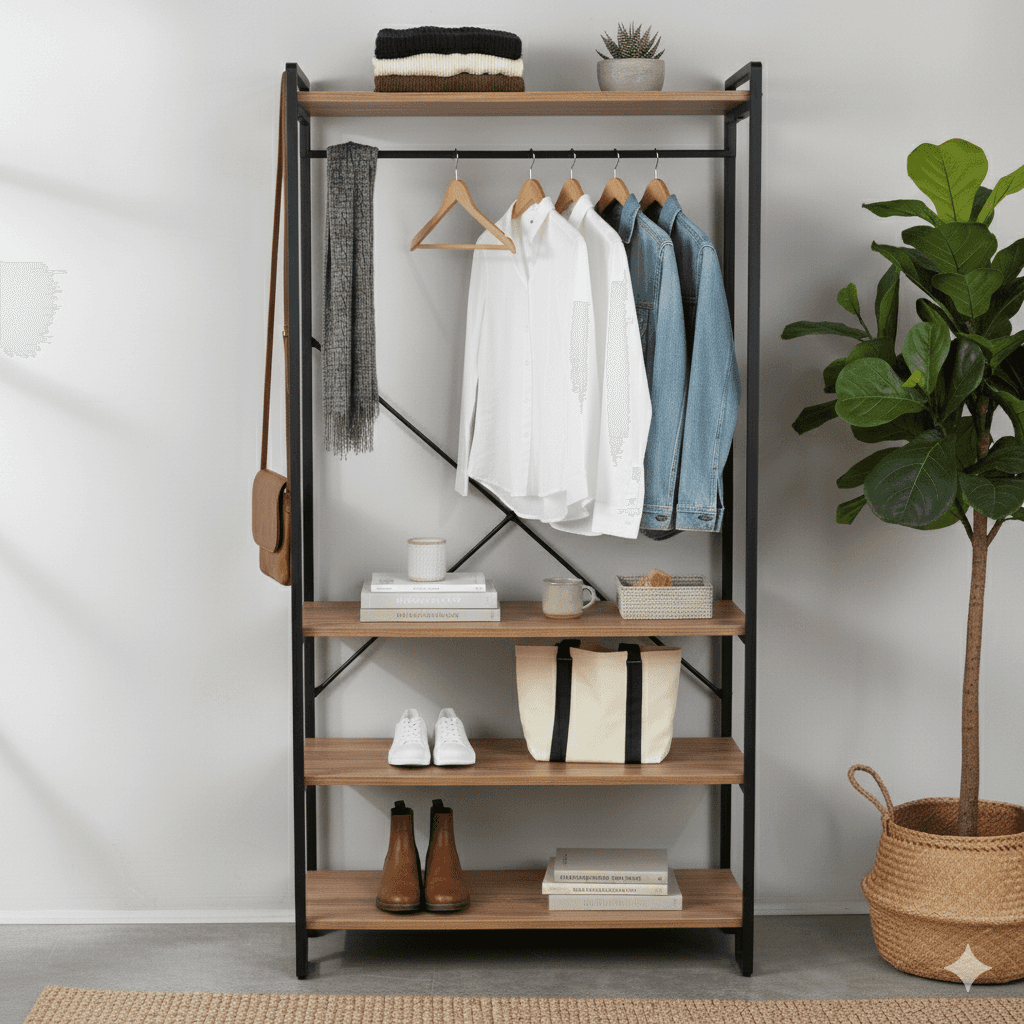 Metal Elbise Kıyafet Askısı Açık Portmanto