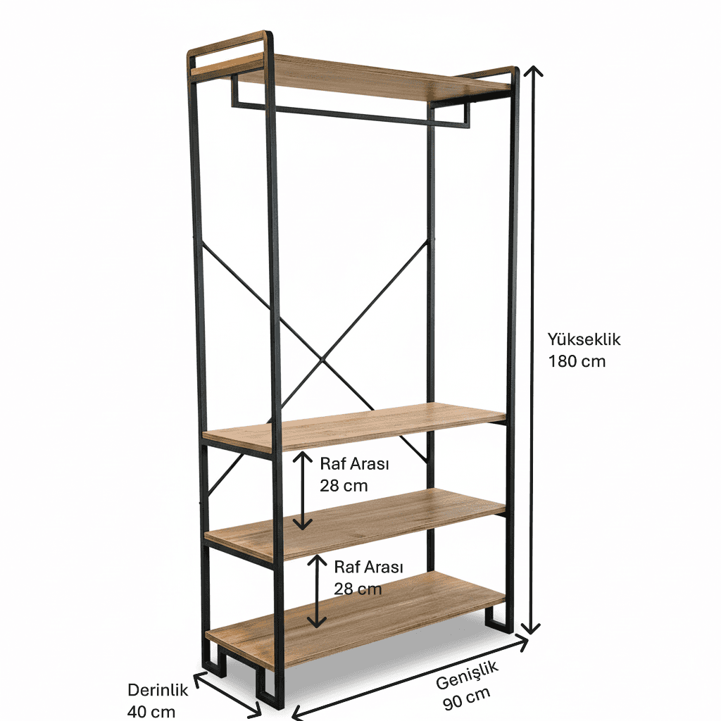 Metal Elbise Kıyafet Askısı Açık Portmanto