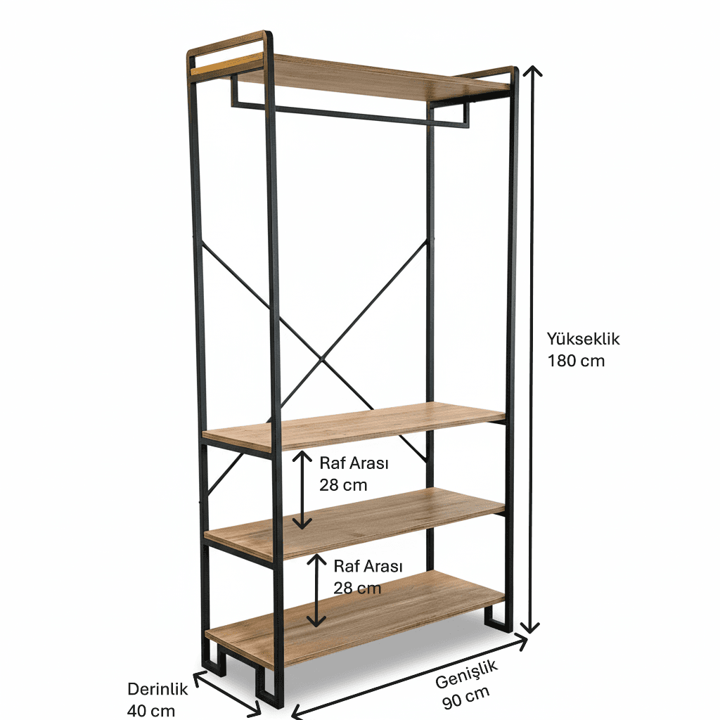 Metal Elbise Kıyafet Askısı Açık Portmanto Metal Elbise Kıyafet Askısı Açık Portmanto