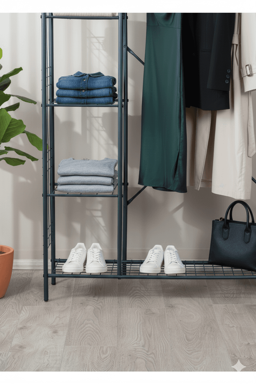Açık Portmanto 5 Raflı Ayakkabılıklı Elbise Askısı