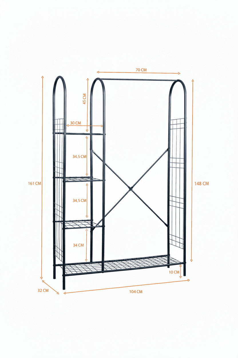 Açık Portmanto 5 Raflı Ayakkabılıklı Elbise Askısı
