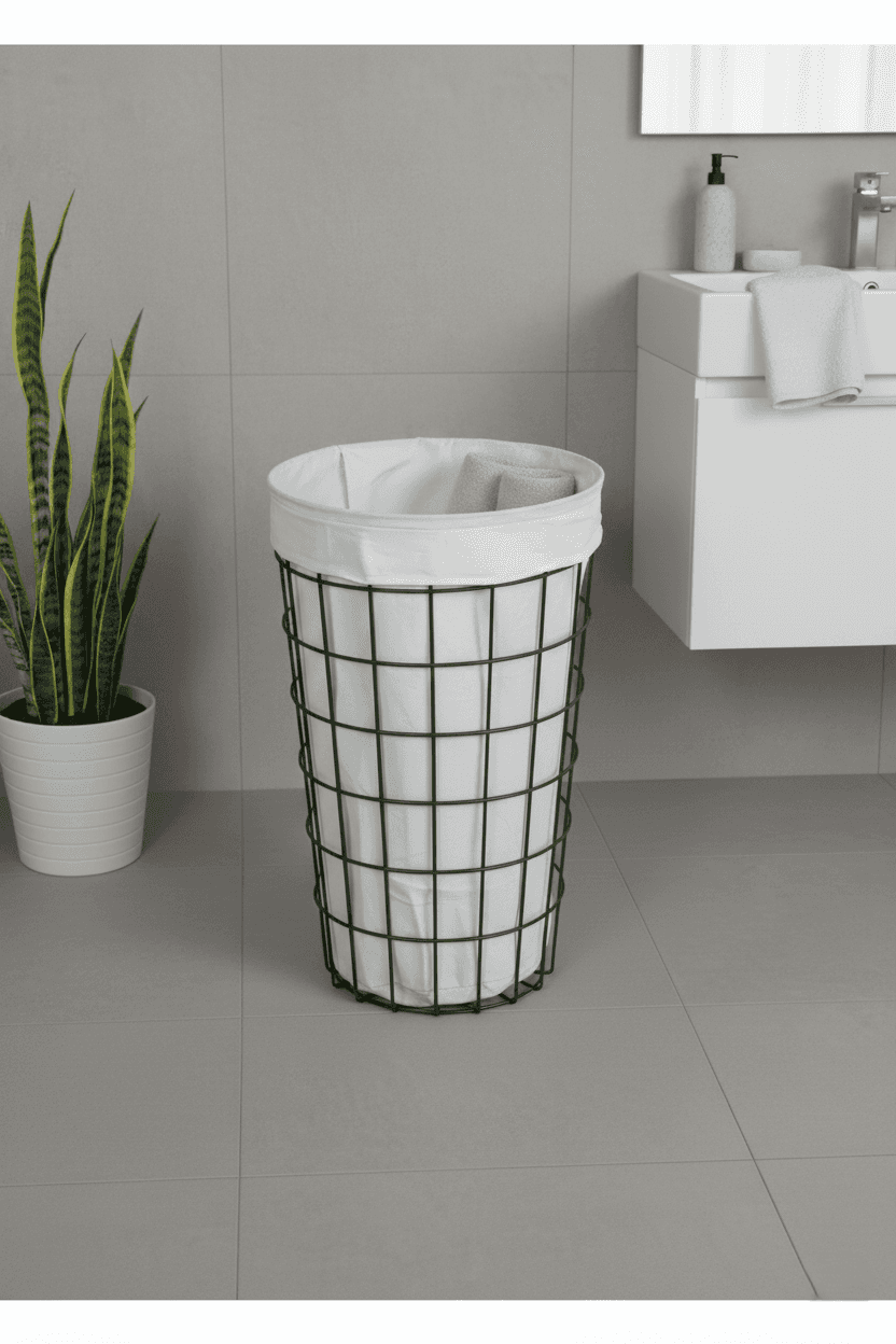 Kapaklı Tel Çamaşır Sepeti Kirli Sepeti