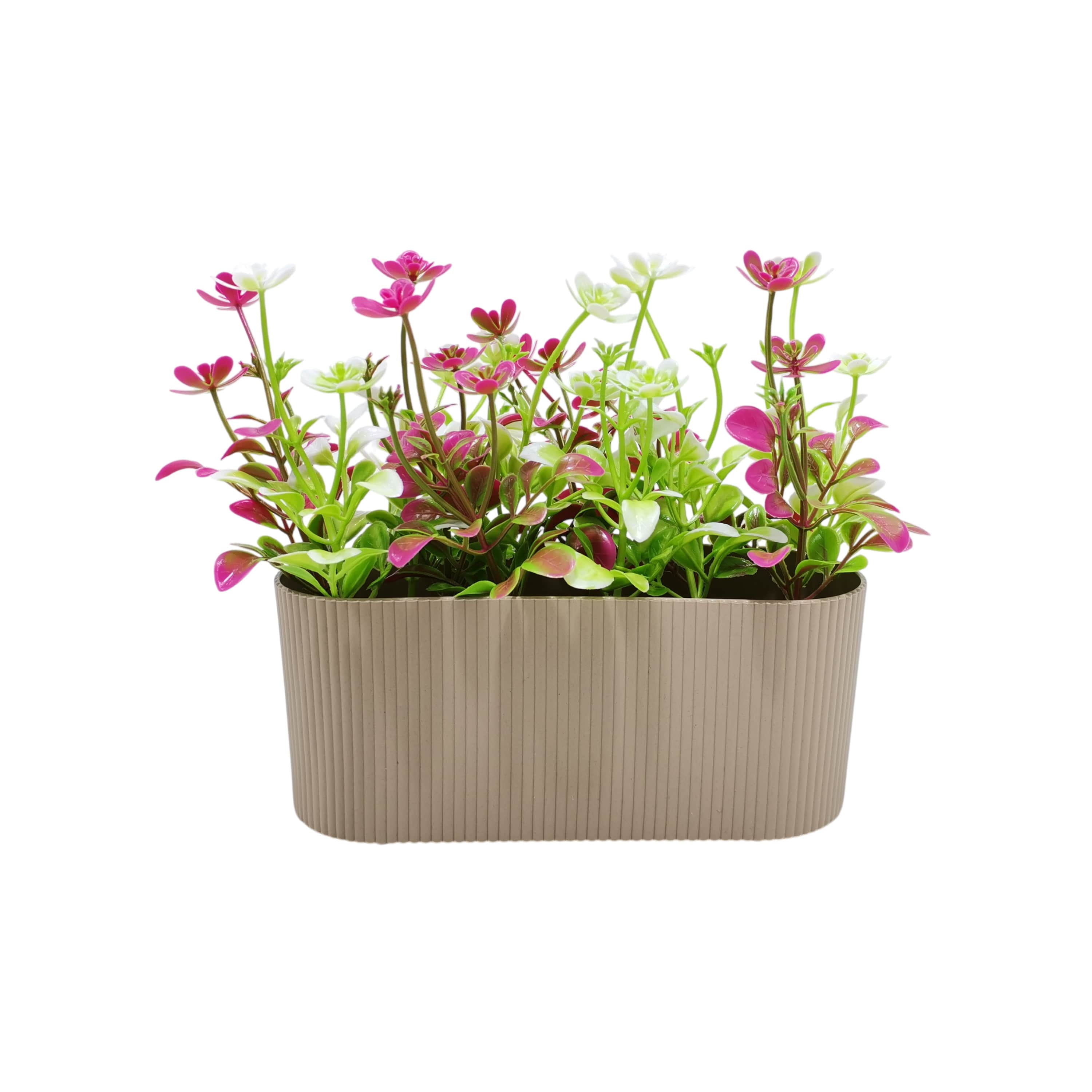Yapay Kır Çiçeği Çizgili Saksı