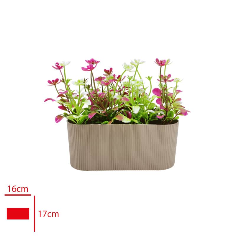 Yapay Kır Çiçeği Çizgili Saksı