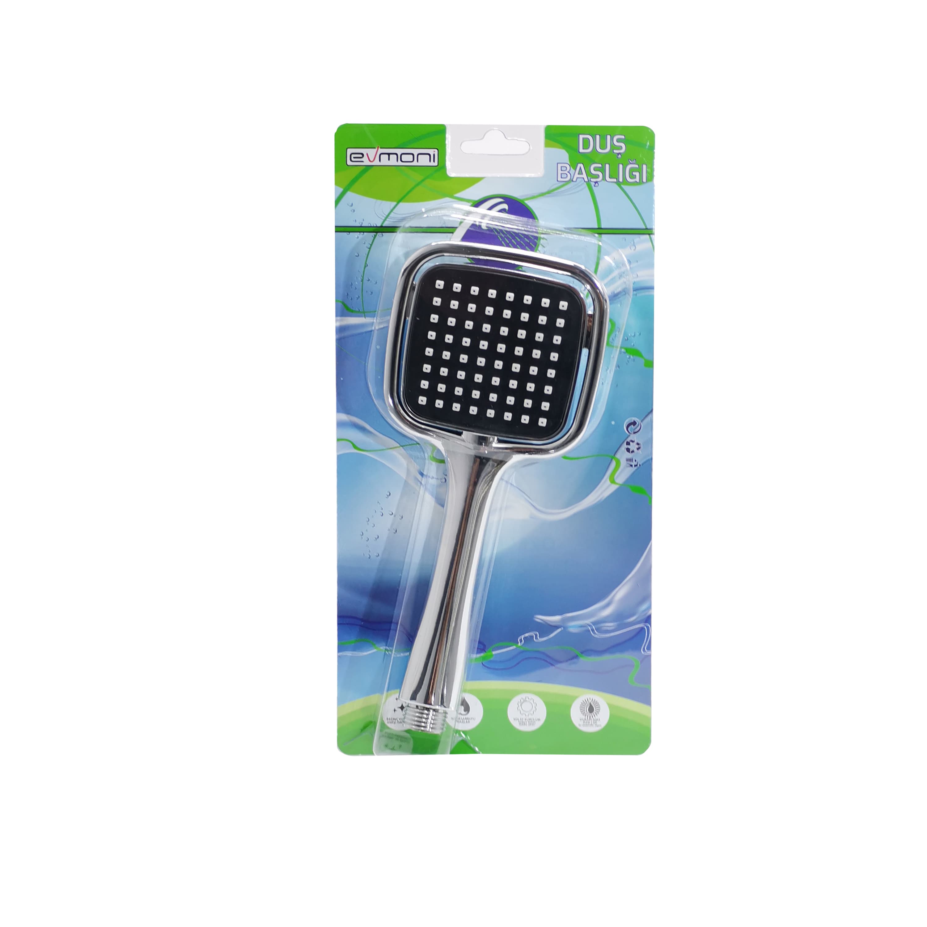 Evmoni Kare Siyah Blisterli Duş Başlığı Evmoni Kare Siyah Blisterli Duş Başlığı - Görsel 1