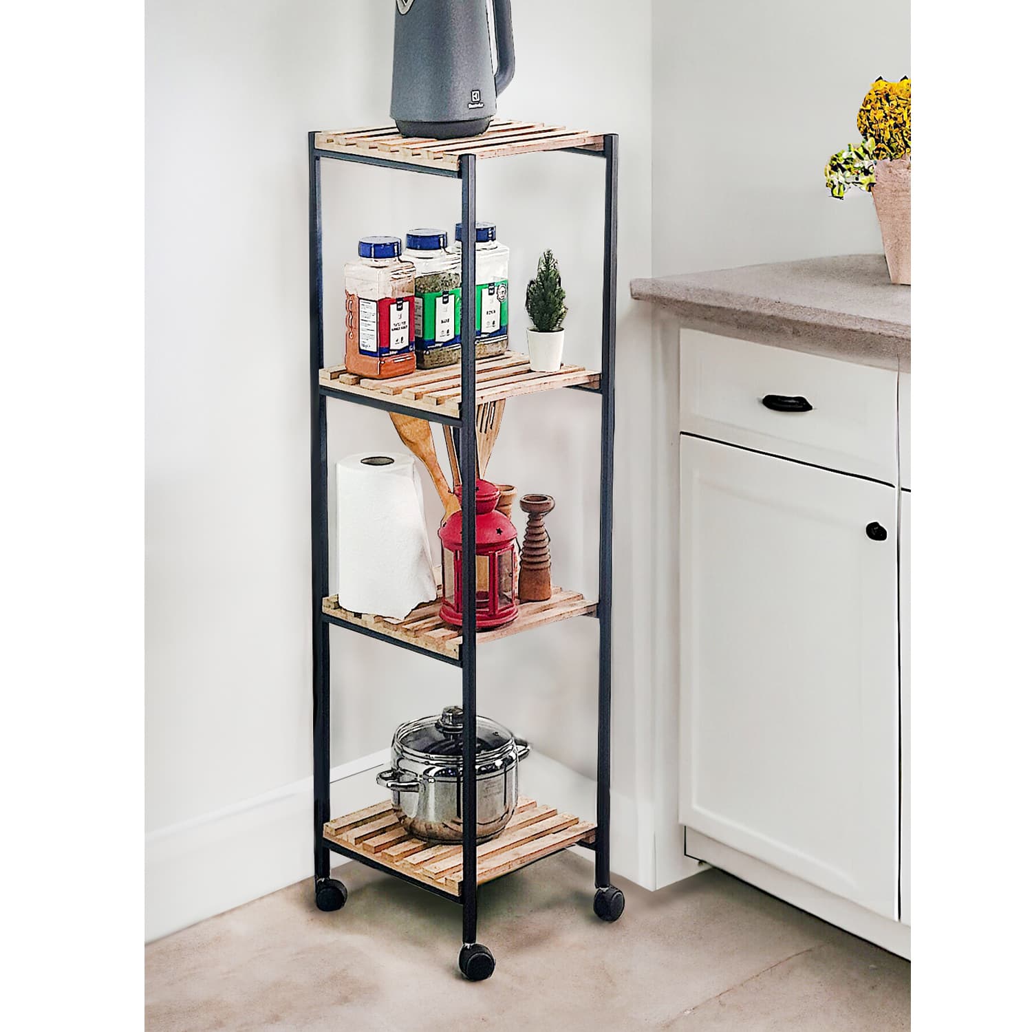 Tekerlekli Çok Amaçlı Raflı Mutfak Dolabı 1250 Tekerlekli Çok Amaçlı Raflı Mutfak Dolabı 1250 - Görsel 2