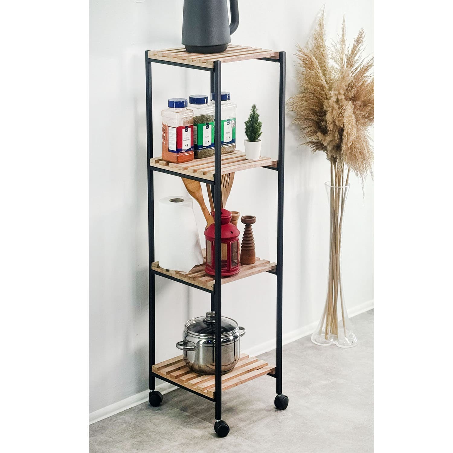 Tekerlekli Çok Amaçlı Raflı Mutfak Dolabı 1250 Tekerlekli Çok Amaçlı Raflı Mutfak Dolabı 1250 - Görsel 3