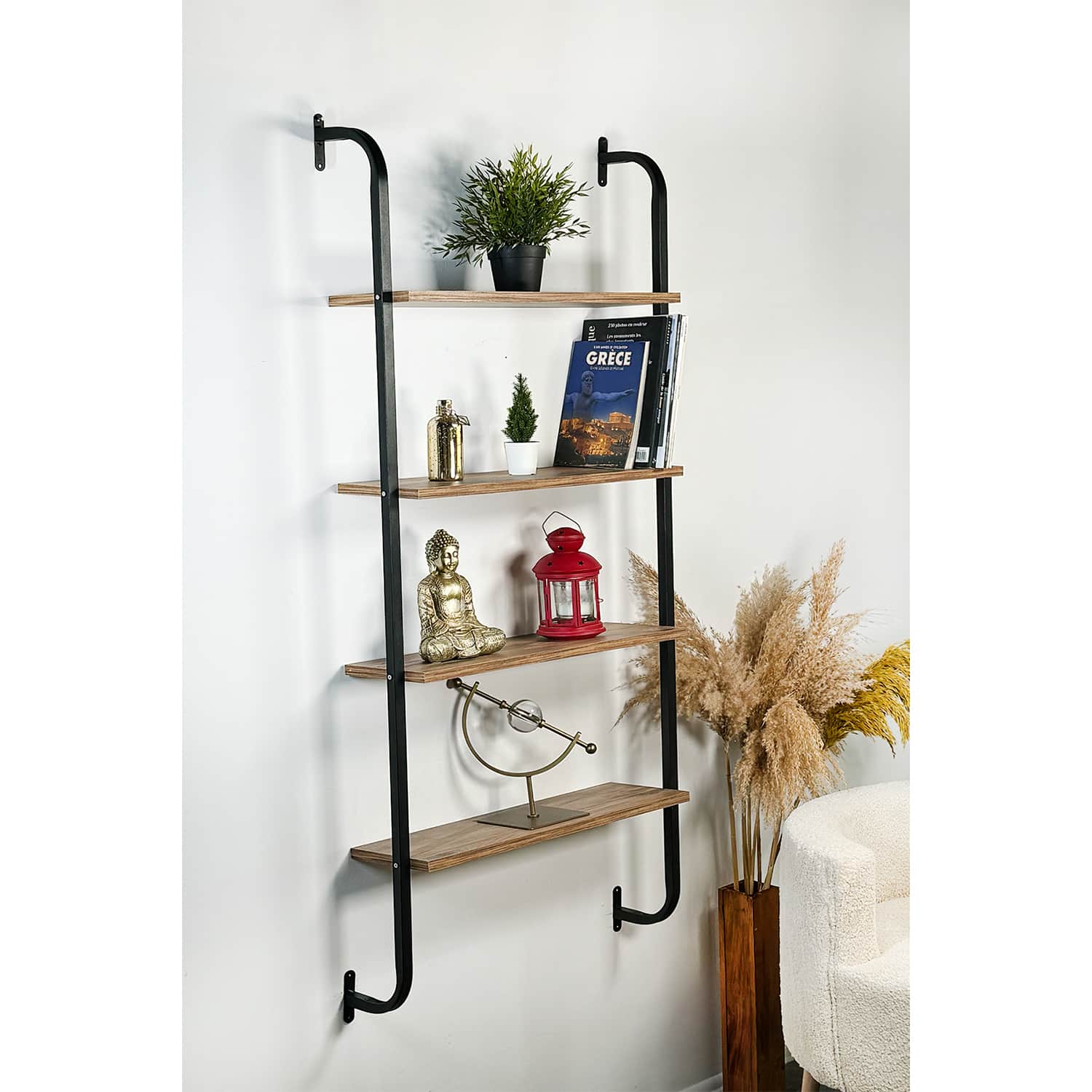 Duvar Kitaplığı 4 Katlı Kitaplık Raf 5520