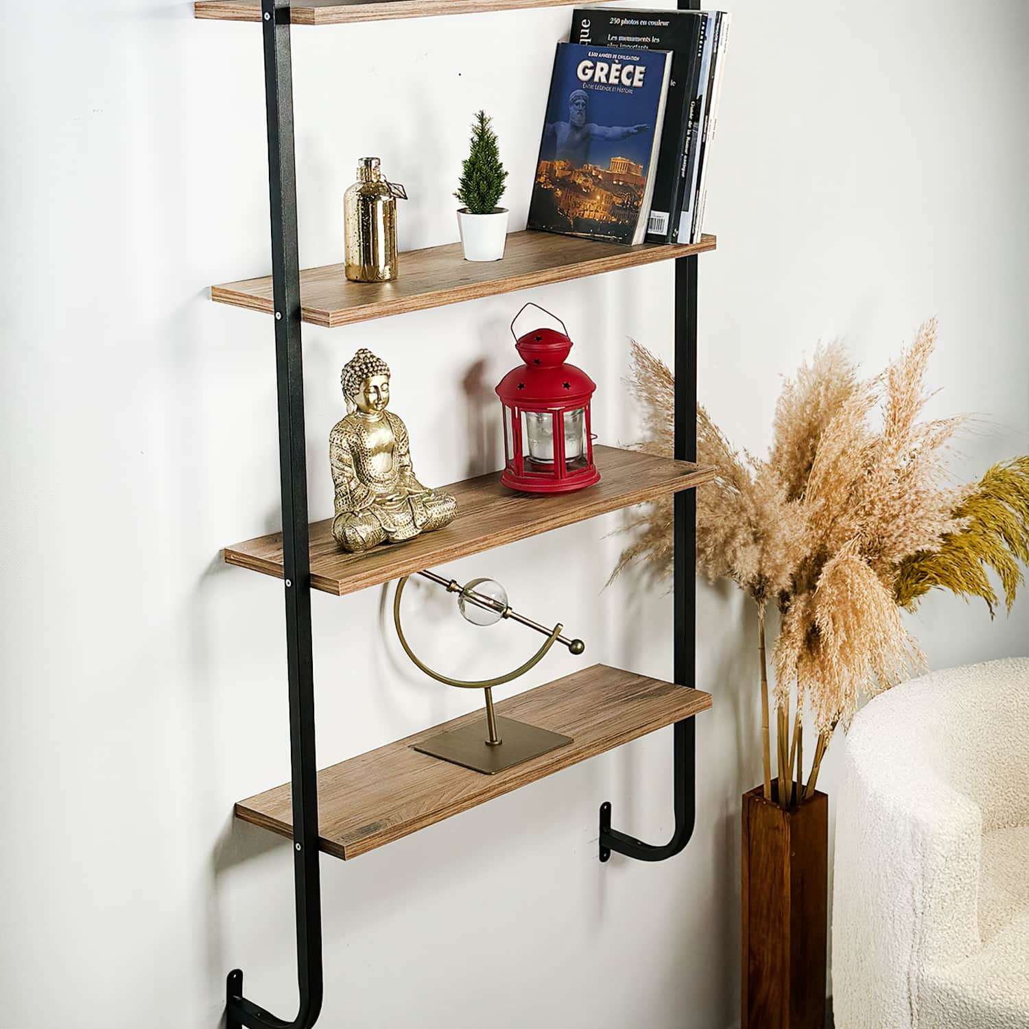 Duvar Kitaplığı 4 Katlı Kitaplık Raf 5520