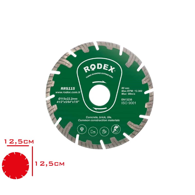RODEX ELMAS KESME DISKI UTURBO UZUN SEGMENTLI TIP RRS115 RODEX ELMAS KESME DISKI UTURBO UZUN SEGMENTLI TIP RRS115 - Görsel 1