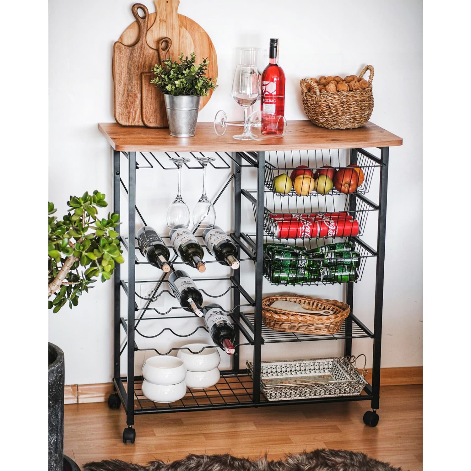 Tekerlekli Meyvelik Şaraplık Raflı Mutfak Bangosu 5195 Tekerlekli Meyvelik Şaraplık Raflı Mutfak Bangosu 5195 - Görsel 1