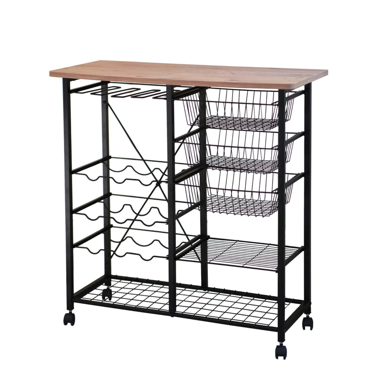 Tekerlekli Meyvelik Şaraplık Raflı Mutfak Bangosu 5195 Tekerlekli Meyvelik Şaraplık Raflı Mutfak Bangosu 5195 - Görsel 3