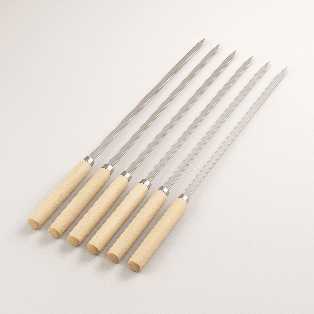 Ahşap Saplı Yassı Barbekü Şiş 6'lı 32x1 cm Ahşap Saplı Yassı Barbekü Şiş 6'lı 32x1 cm - Görsel 1