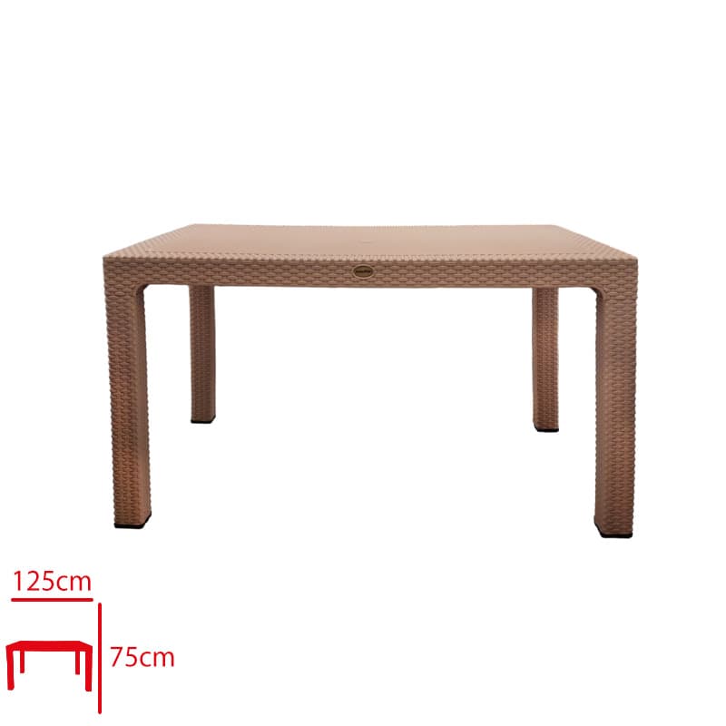 Rattan Masa 75x125 cm Camsız Cappuccino Rattan Masa 75x125 cm Camsız Cappuccino - Görsel 1