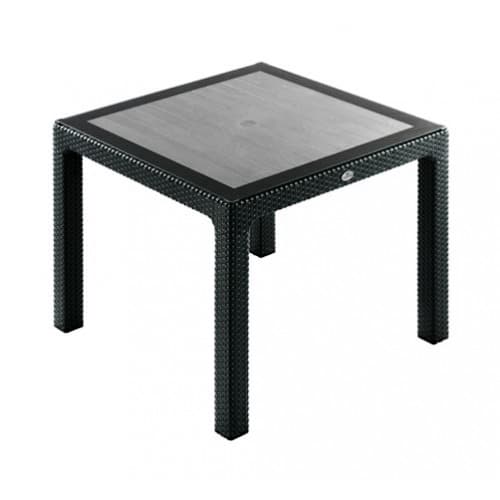 90x90 cm Camlı Antrasit Rattan Masa 90x90 cm Camlı Antrasit Rattan Masa - Görsel 1
