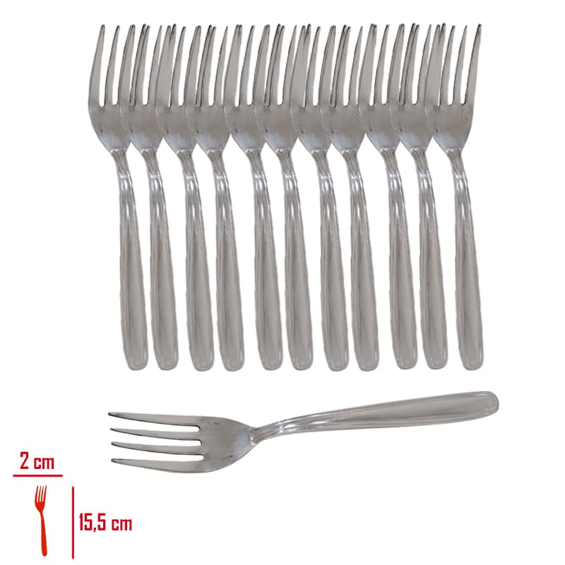 Lokanta Tatlı Çatalı 12'li 2 mm 430 Paslanmaz Çelik Lokanta Tatlı Çatalı 12'li 2 mm 430 Paslanmaz Çelik - Görsel 1