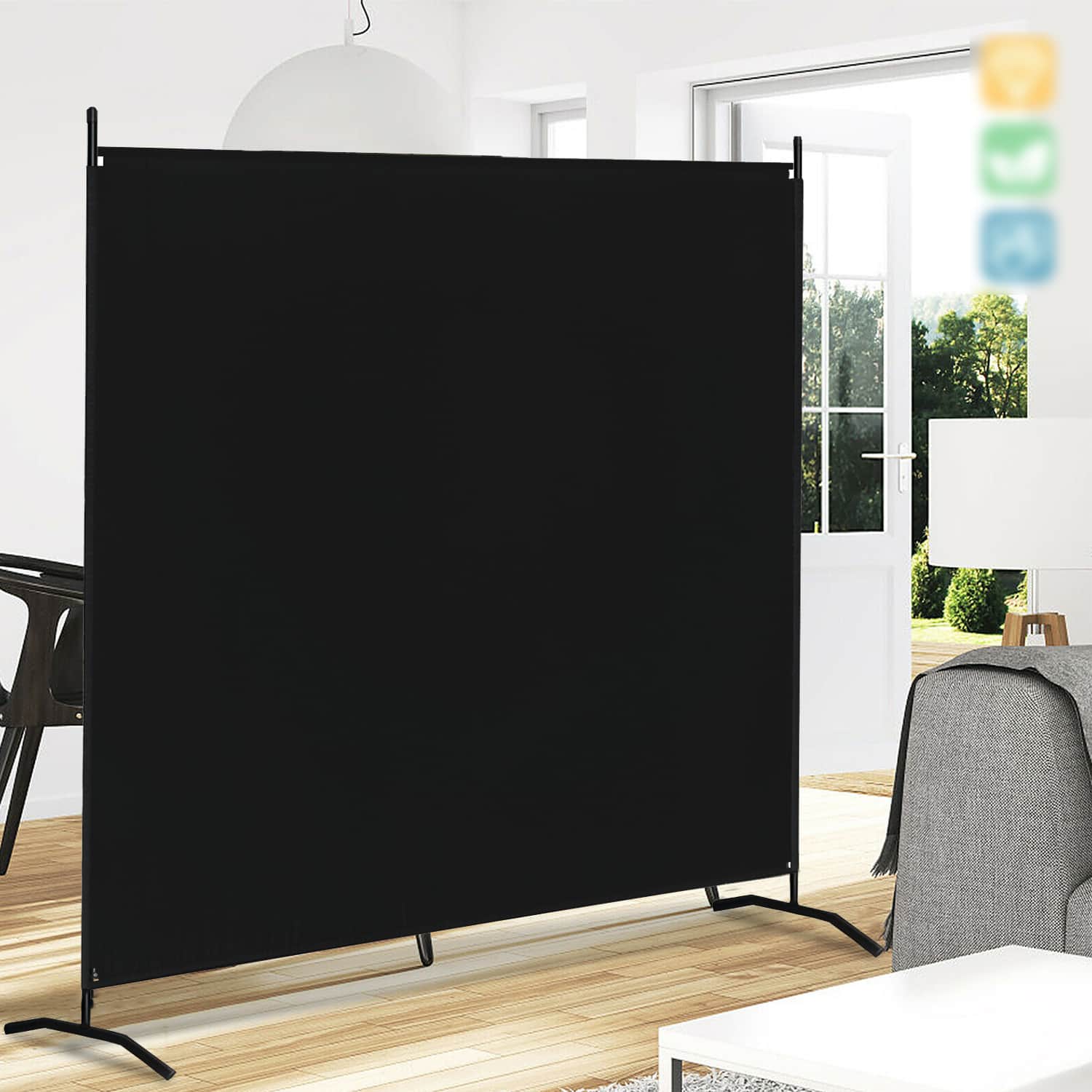 Metal Siyah Paravan Kumaş Seperatör Oda Ayırıcı 5221