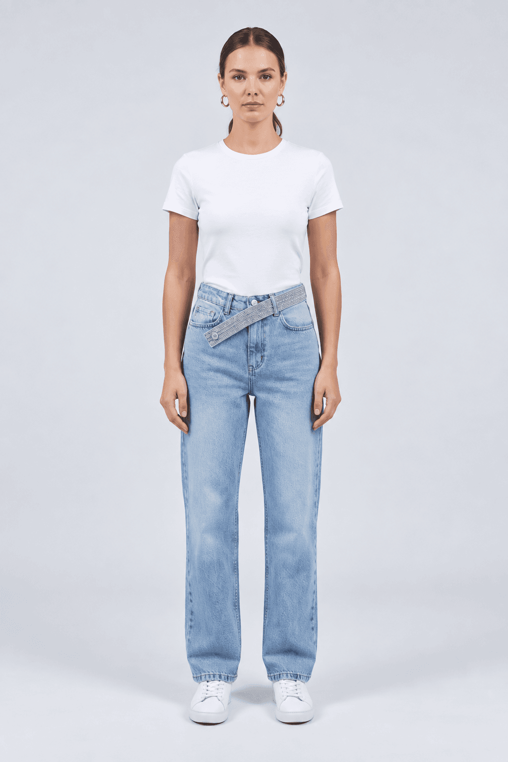 Taş Kemer Detaylı Buz Kar Straight Fit Jean Taş Kemer Detaylı Buz Kar Straight Fit Jean - Görsel 1