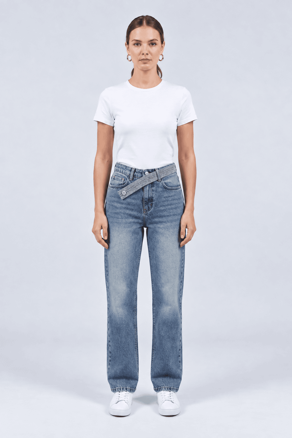 Taş Kemer Detaylı Mavi Yeşil Taşlamalı Straight Fit Jean Taş Kemer Detaylı Mavi Yeşil Taşlamalı Straight Fit Jean - Görsel 1