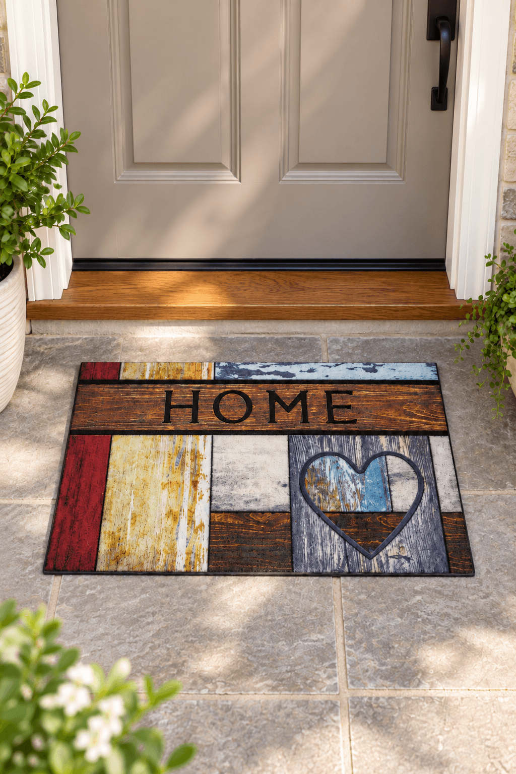 Rustik Home Kalp Desenli Renkli Kapı Önü Paspas 40x60 cm Rustik Home Kalp Desenli Renkli Kapı Önü Paspas 40x60 cm - Görsel 1