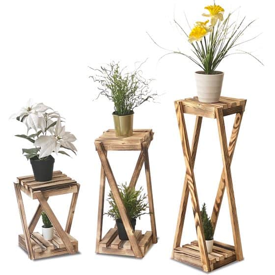 Saksılık Ahşap Çiçeklik Saksı Rafı Standı 2016