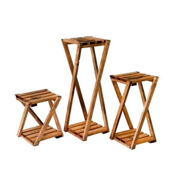 Saksılık Ahşap Çiçeklik Saksı Rafı Standı 2016