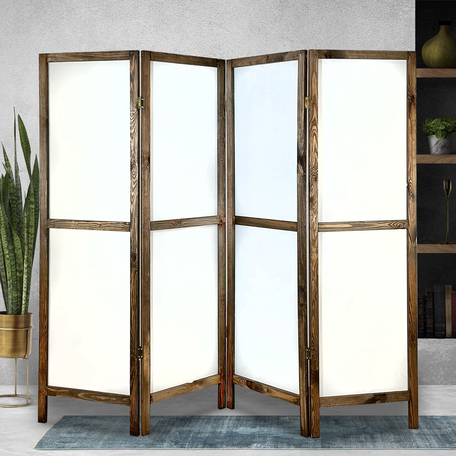 Ahşap 4 Kanat Paravan Panel Oda Ayırıcı Seperatör 5216 Ahşap 4 Kanat Paravan Panel Oda Ayırıcı Seperatör 5216