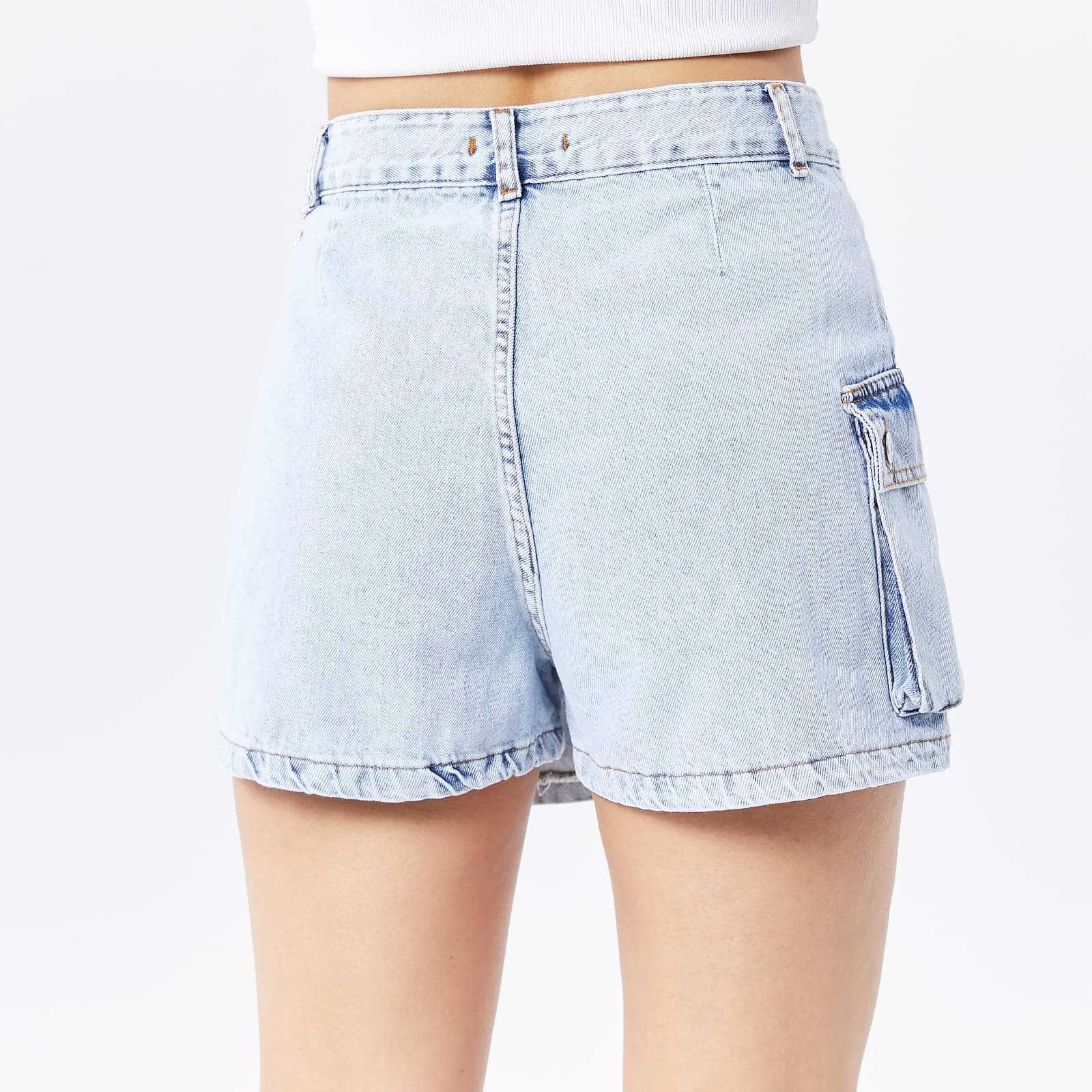 Vovikon KN Kargo Cepli Tek Körük Taş Yıkama Denim Kadın Şort Etek Vovikon KN Kargo Cepli Tek Körük Taş Yıkama Denim Kadın Şort Etek - Görsel 5