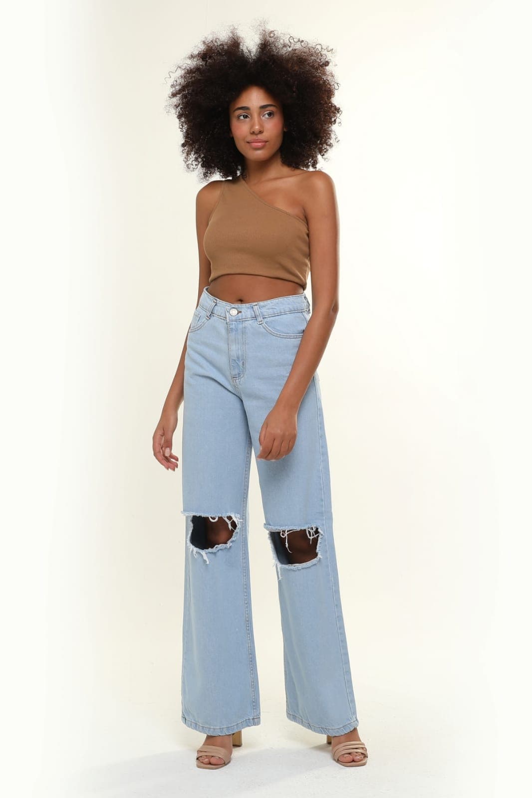 Vovikon KN Açık Diz Buz Mavi Kadın Boyfriend Bol Paça Jean Pantolon Vovikon KN Açık Diz Buz Mavi Kadın Boyfriend Bol Paça Jean Pantolon - Görsel 1