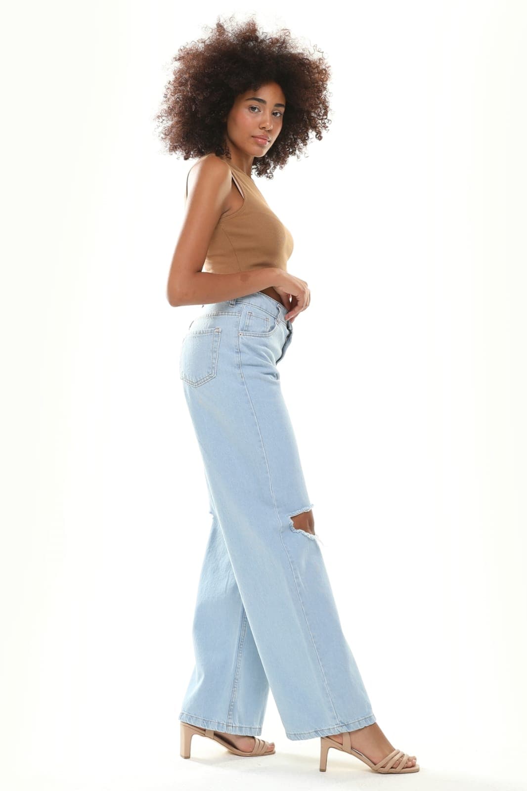 Vovikon KN Açık Diz Buz Mavi Kadın Boyfriend Bol Paça Jean Pantolon Vovikon KN Açık Diz Buz Mavi Kadın Boyfriend Bol Paça Jean Pantolon - Görsel 2