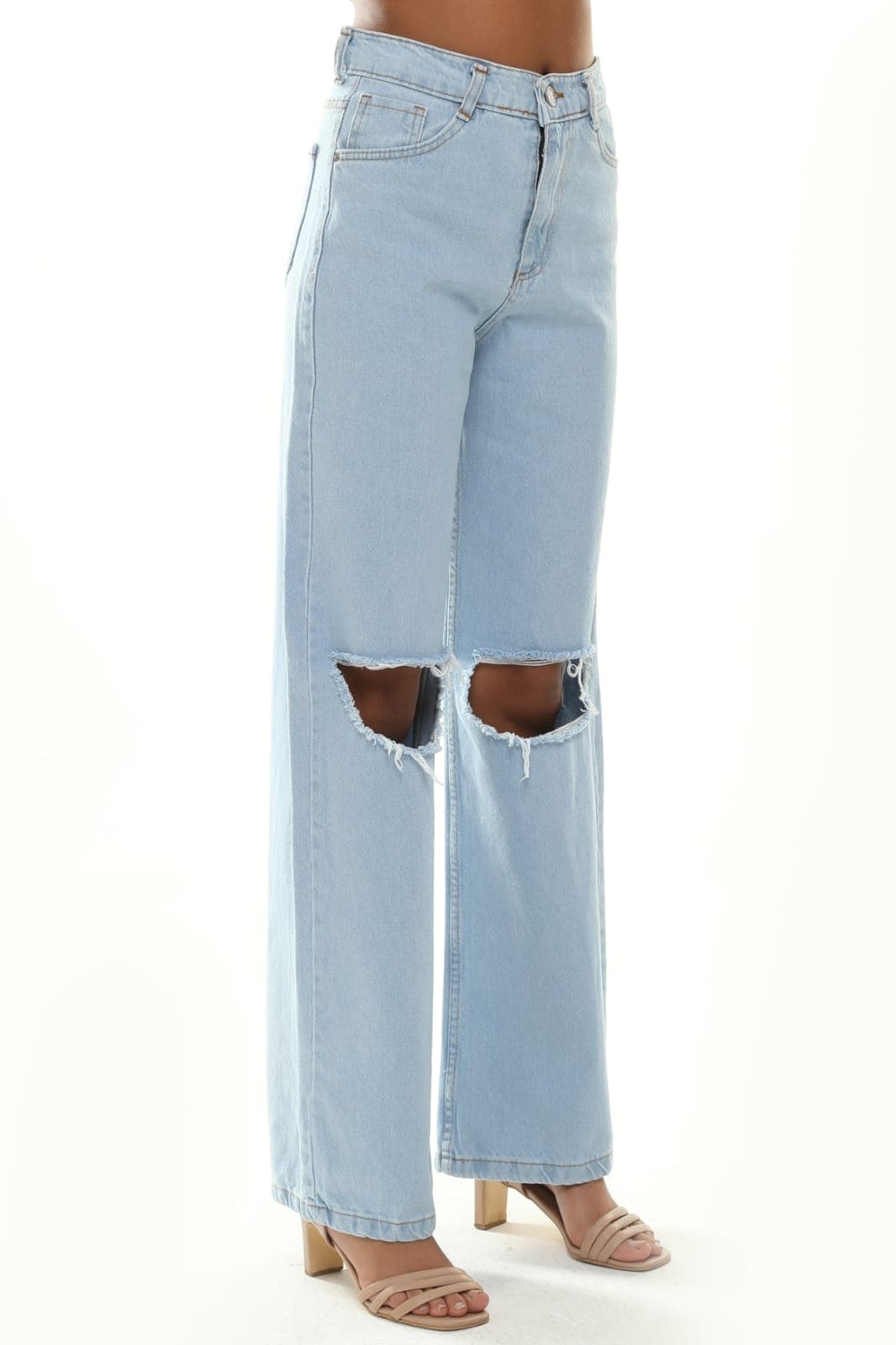 Vovikon KN Açık Diz Buz Mavi Kadın Boyfriend Bol Paça Jean Pantolon Vovikon KN Açık Diz Buz Mavi Kadın Boyfriend Bol Paça Jean Pantolon - Görsel 4