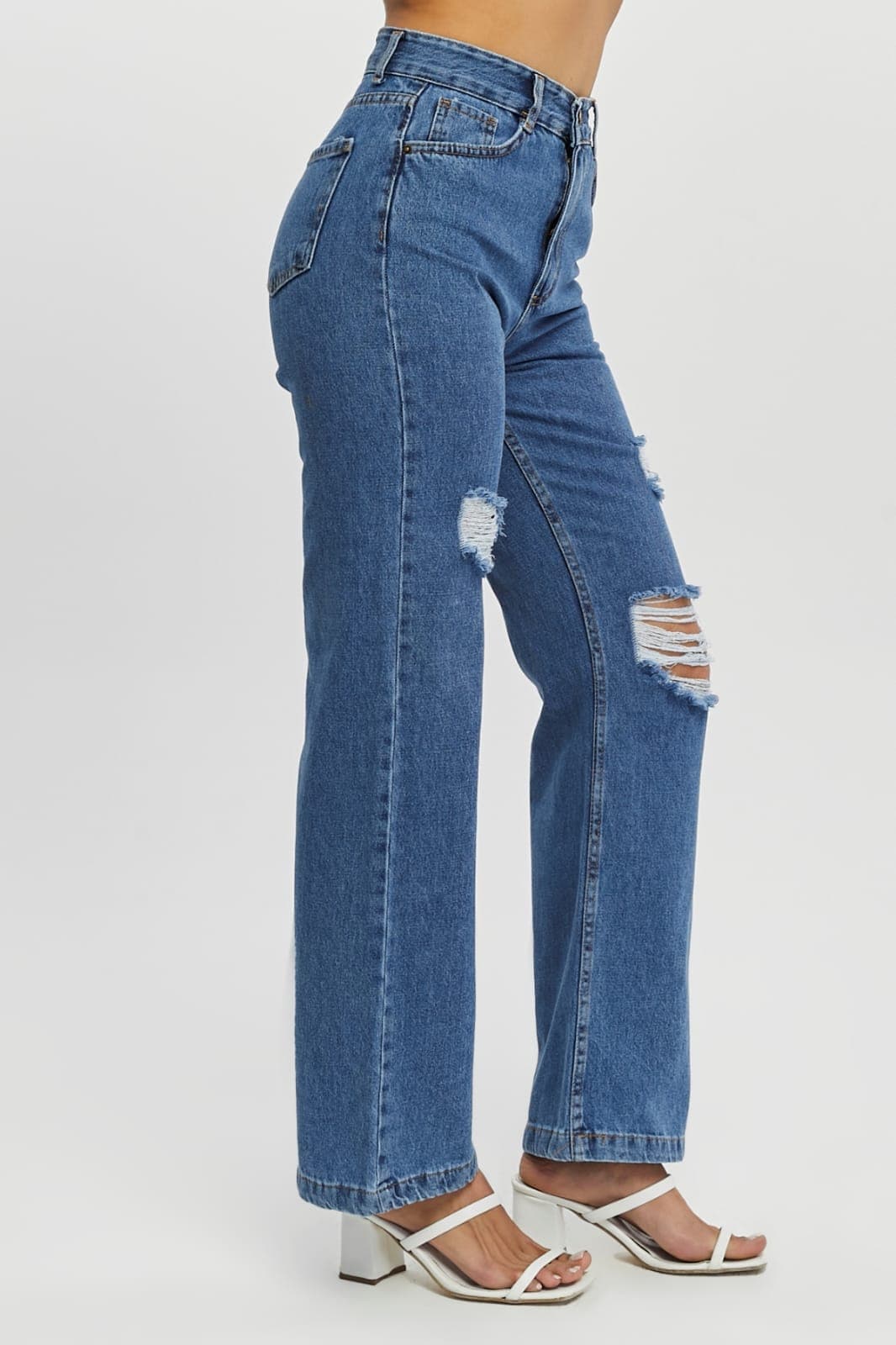 Vovikon KN Lazer Yırtık Kadın Mavi Boyfriend Bol Paça Jean Pantolon Vovikon KN Lazer Yırtık Kadın Mavi Boyfriend Bol Paça Jean Pantolon - Görsel 4