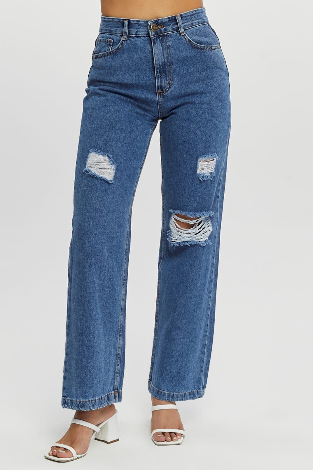 Vovikon KN Lazer Yırtık Kadın Mavi Boyfriend Bol Paça Jean Pantolon Vovikon KN Lazer Yırtık Kadın Mavi Boyfriend Bol Paça Jean Pantolon - Görsel 5