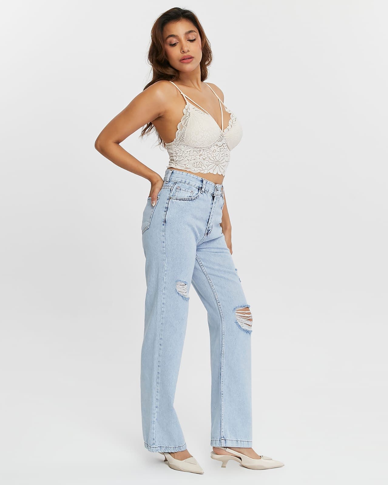 Vovikon KN Lazer Yırtık Kadın Buz Mavi Boyfriend Bol Paça Jean Pantolon Vovikon KN Lazer Yırtık Kadın Buz Mavi Boyfriend Bol Paça Jean Pantolon - Görsel 2