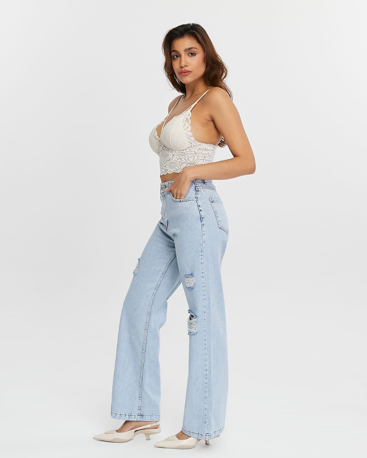 Vovikon KN Lazer Yırtık Kadın Buz Mavi Boyfriend Bol Paça Jean Pantolon Vovikon KN Lazer Yırtık Kadın Buz Mavi Boyfriend Bol Paça Jean Pantolon - Görsel 3