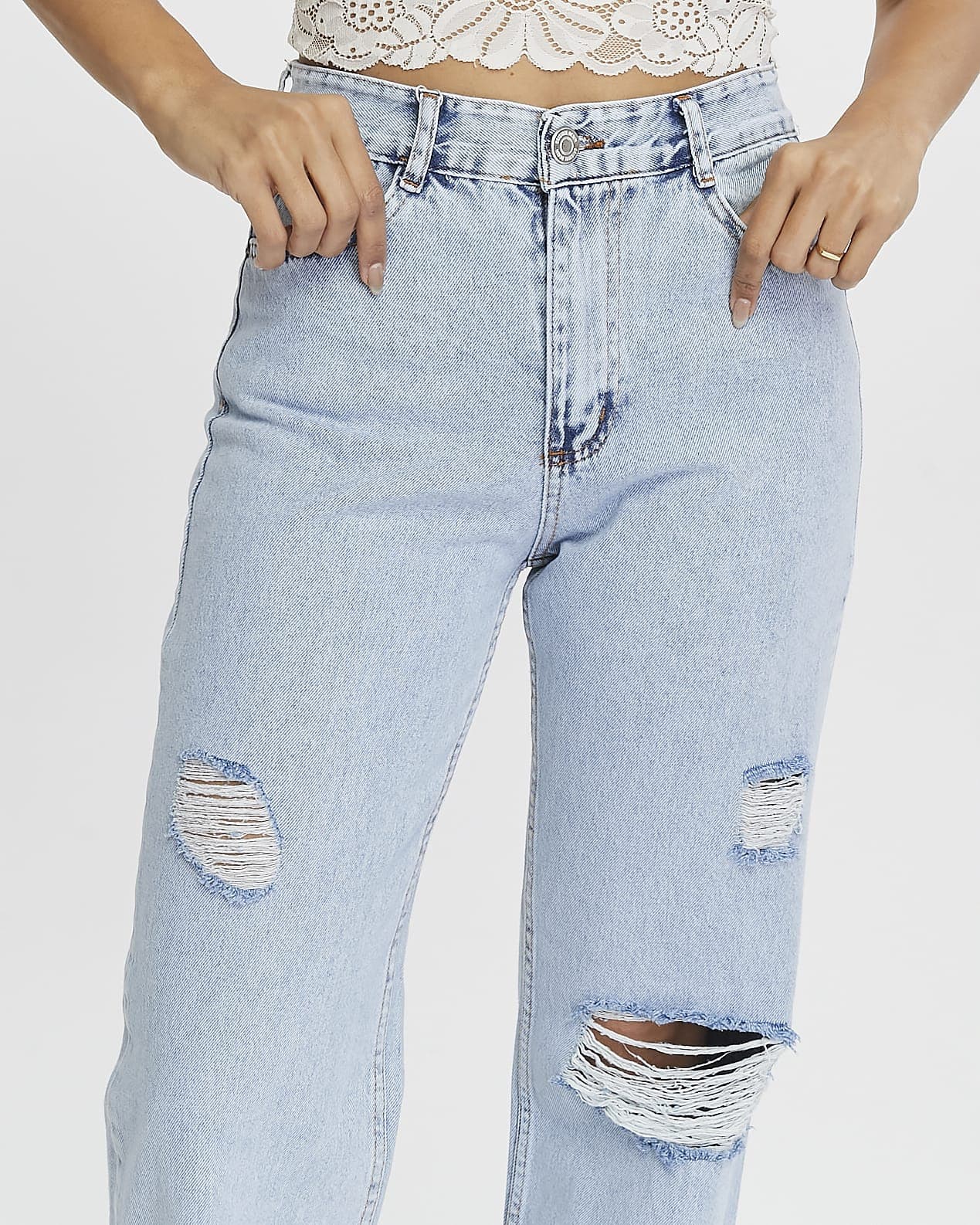 Vovikon KN Lazer Yırtık Kadın Buz Mavi Boyfriend Bol Paça Jean Pantolon Vovikon KN Lazer Yırtık Kadın Buz Mavi Boyfriend Bol Paça Jean Pantolon - Görsel 4