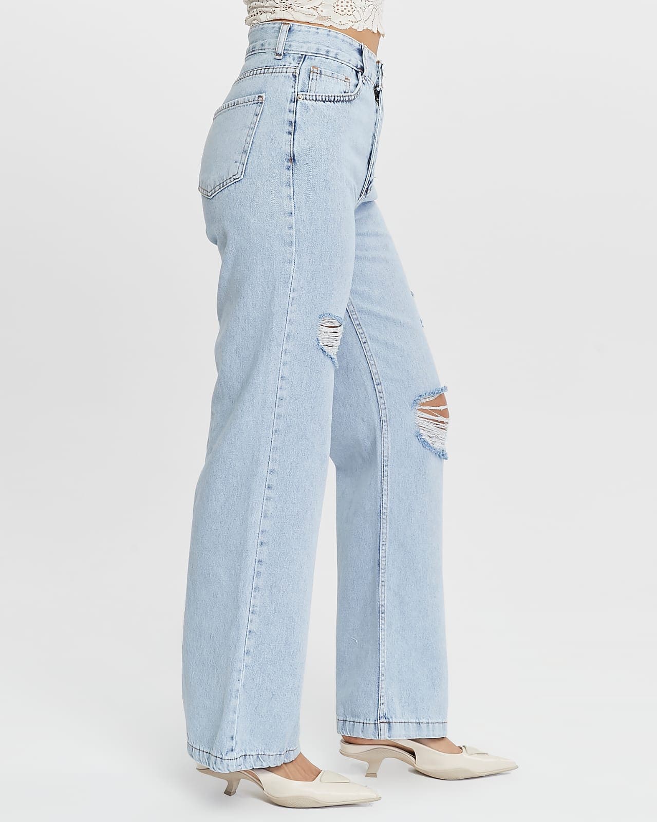 Vovikon KN Lazer Yırtık Kadın Buz Mavi Boyfriend Bol Paça Jean Pantolon Vovikon KN Lazer Yırtık Kadın Buz Mavi Boyfriend Bol Paça Jean Pantolon - Görsel 7