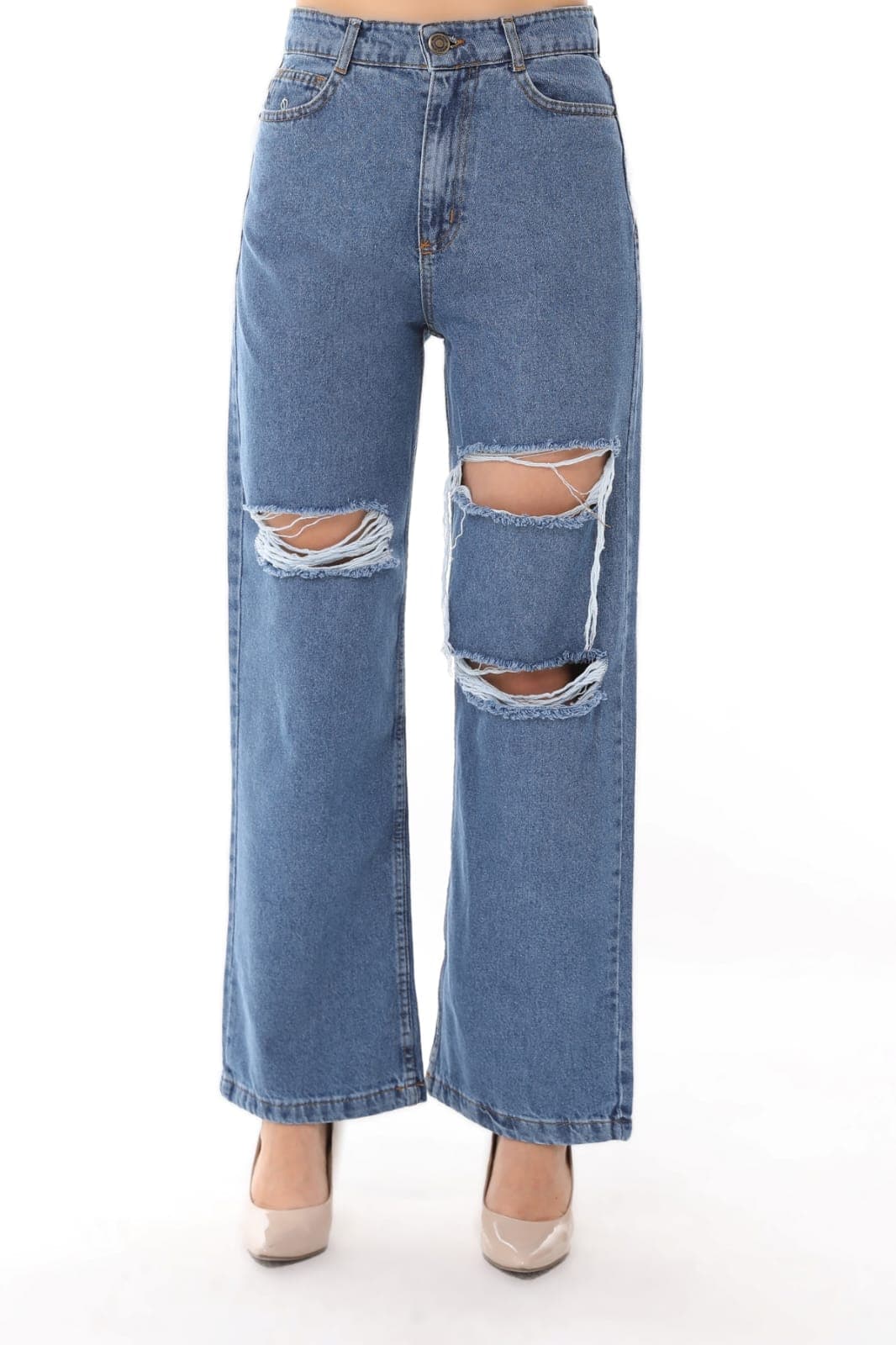 Vovikon KN Lazer Yırtık Mavi Kadın Boyfriend Bol Paça Jean Pantolon Vovikon KN Lazer Yırtık Mavi Kadın Boyfriend Bol Paça Jean Pantolon - Görsel 5